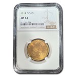 1914-D $10 Indian Gold Eagle MS-64 NGC