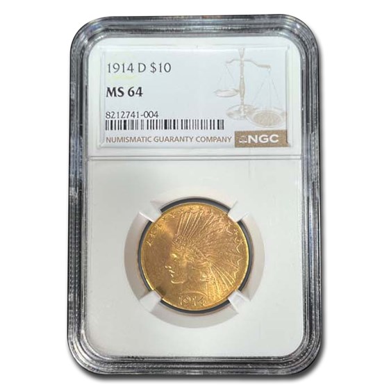 1914-D $10 Indian Gold Eagle MS-64 NGC 1914-D $10 Indian Gold Eagle MS-64 NGC