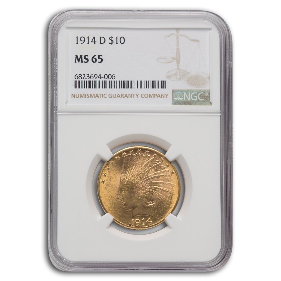 1914-D $10 Indian Gold Eagle MS-65 NGC