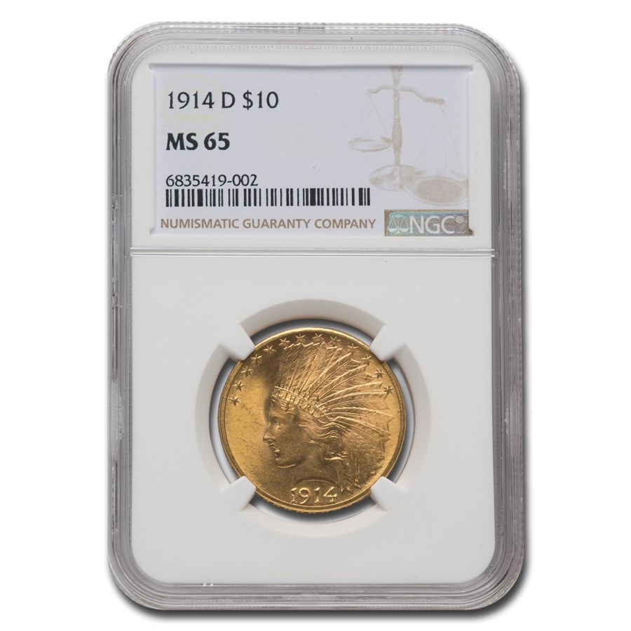 1914-D $10 Indian Gold Eagle MS-65 NGC