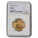 1914-D $10 Indian Gold Eagle MS-66 NGC