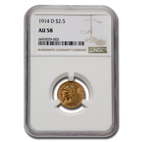 1914-D $2.50 Indian Gold Quarter Eagle AU-58 NGC 1914-D $2.50 Indian Gold Quarter Eagle AU-58 NGC