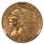 1914-D $2.50 Indian Gold Quarter Eagle MS-61 NGC