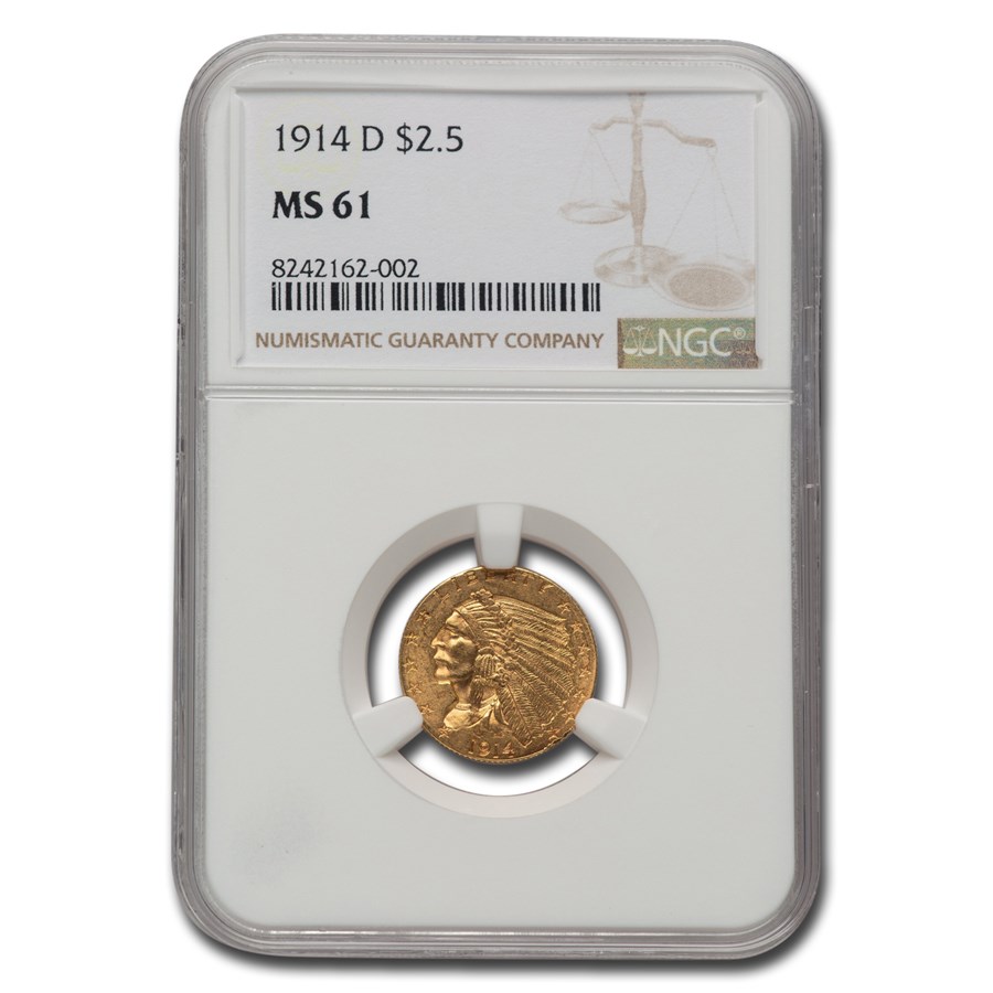 1914-D $2.50 Indian Gold Quarter Eagle MS-61 NGC