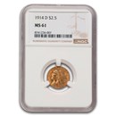 1914-D $2.50 Indian Gold Quarter Eagle MS-61 NGC