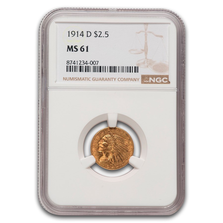 1914-D $2.50 Indian Gold Quarter Eagle MS-61 NGC