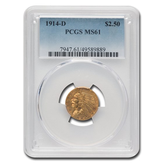 1914-D $2.50 Indian Gold Quarter Eagle MS-61 PCGS 1914-D $2.50 Indian Gold Quarter Eagle MS-61 PCGS