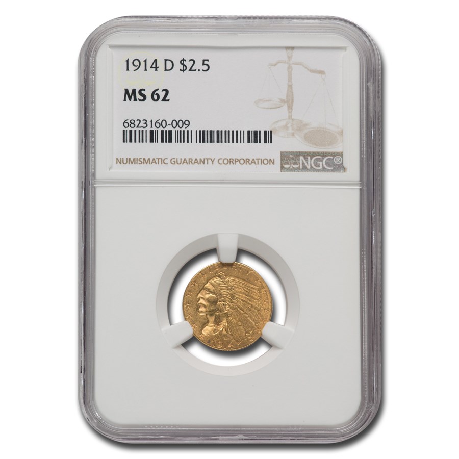 1914-D $2.50 Indian Gold Quarter Eagle MS-62 NGC