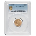 1914-D $2.50 Indian Gold Quarter Eagle MS-62 PCGS