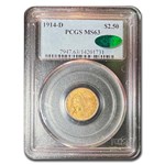 1914-D $2.50 Indian Gold Quarter Eagle MS-63 PCGS CAC