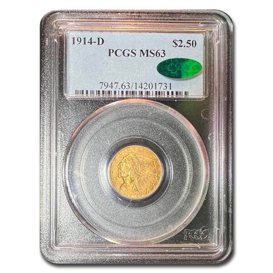 1914-D $2.50 Indian Gold Quarter Eagle MS-63 PCGS CAC