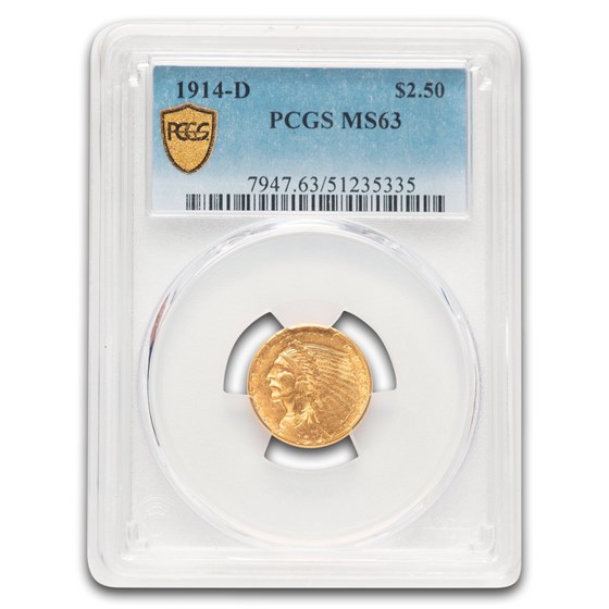 1914-D $2.50 Indian Gold Quarter Eagle MS-63 PCGS