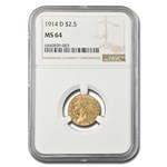 1914-D $2.50 Indian Gold Quarter Eagle MS-64 NGC