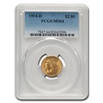 1914-D $2.50 Indian Gold Quarter Eagle MS-64 PCGS