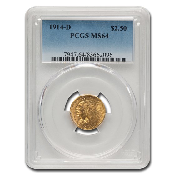 1914-D $2.50 Indian Gold Quarter Eagle MS-64 PCGS 1914-D $2.50 Indian Gold Quarter Eagle MS-64 PCGS