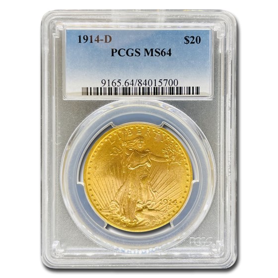 1914-D $20 Saint-Gaudens Gold Double Eagle MS-64 PCGS 1914-D $20 Saint-Gaudens Gold Double Eagle MS-64 PCGS