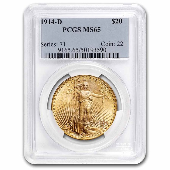 1914-D $20 Saint-Gaudens Gold Double Eagle MS-65 PCGS 1914-D $20 Saint-Gaudens Gold Double Eagle MS-65 PCGS