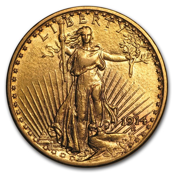 1914-D $20 St Gaudens Gold Double Eagle AU 1914-D $20 St Gaudens Gold Double Eagle AU
