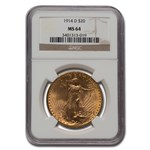 1914-D $20 St Gaudens Gold Double Eagle MS-64 NGC