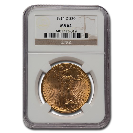 1914-D $20 St Gaudens Gold Double Eagle MS-64 NGC 1914-D $20 St Gaudens Gold Double Eagle MS-64 NGC