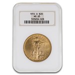 1914-D $20 St Gaudens Gold Double Eagle MS-65 NGC