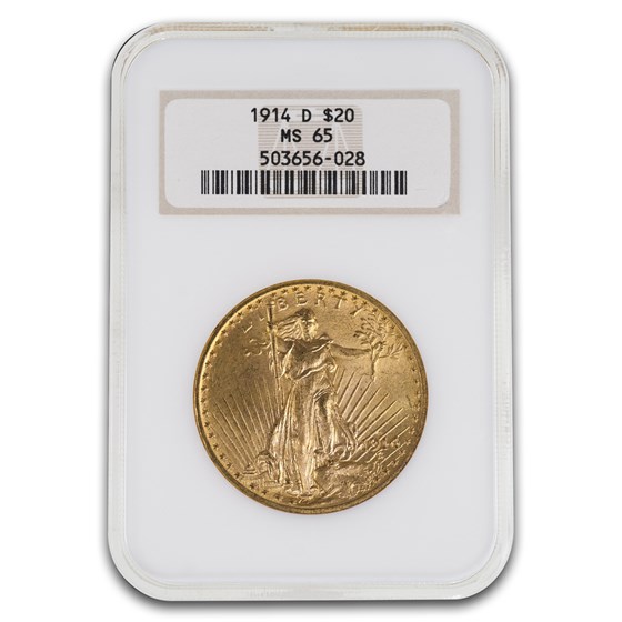 1914-D $20 St Gaudens Gold Double Eagle MS-65 NGC