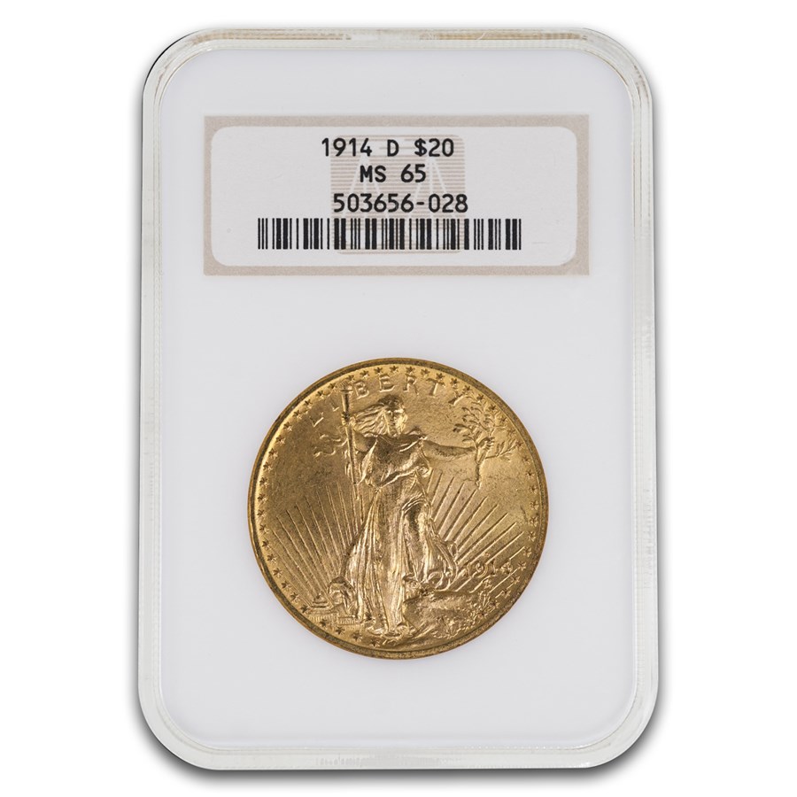 1914-D $20 St Gaudens Gold Double Eagle MS-65 NGC