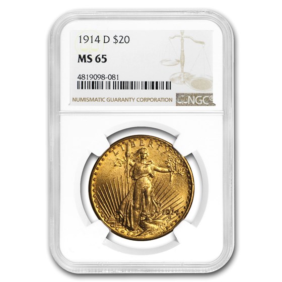 1914-D $20 St Gaudens Gold Double Eagle MS-65 NGC 1914-D $20 St Gaudens Gold Double Eagle MS-65 NGC