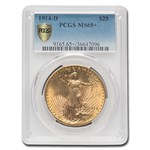 1914-D $20 St Gaudens Gold Double Eagle MS-65+ PCGS