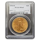 1914-D $20 St Gaudens Gold Double Eagle MS-65 PCGS