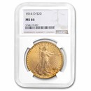 1914-D $20 St Gaudens Gold Double Eagle MS-66 NGC