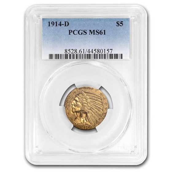 1914-D $5 Indian Gold Half Eagle MS-61 PCGS 1914-D $5 Indian Gold Half Eagle MS-61 PCGS