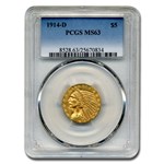 1914-D $5 Indian Gold Half Eagle MS-63 PCGS