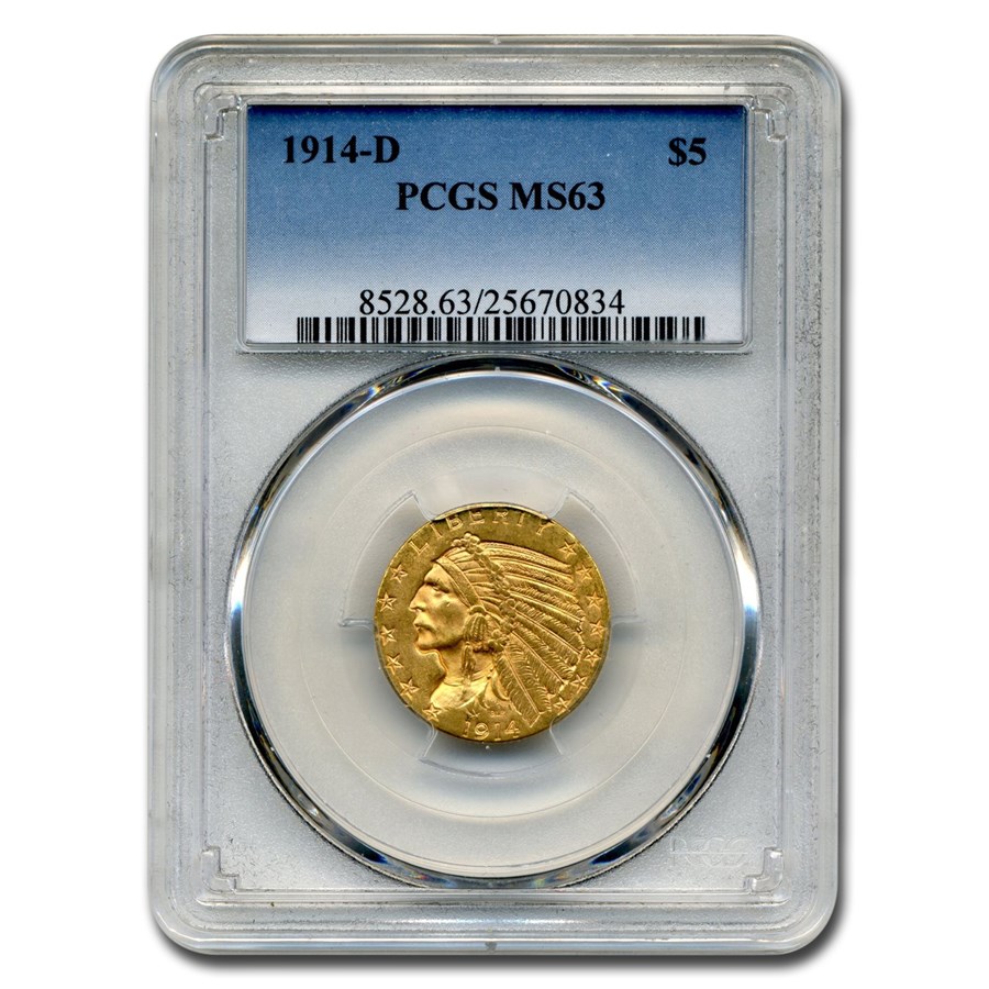 1914-D $5 Indian Gold Half Eagle MS-63 PCGS