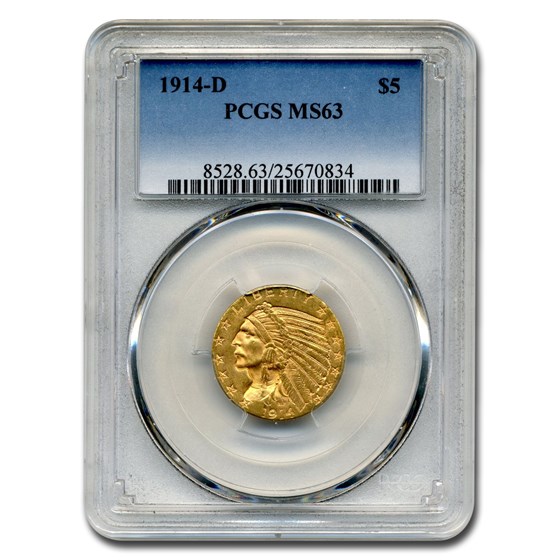 1914-D $5 Indian Gold Half Eagle MS-63 PCGS 1914-D $5 Indian Gold Half Eagle MS-63 PCGS