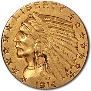 1914-D $5 Indian Gold Half Eagle XF 1914-D $5 Indian Gold Half Eagle XF