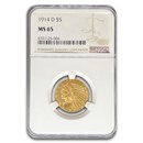 1914-D $5 Liberty Gold Half Eagle MS-65 NGC