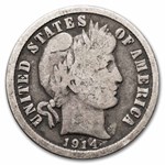 1914-D Barber Dime 50-Coin Roll Avg Circ