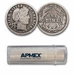 1914-D Barber Dime 50-Coin Roll Avg Circ
