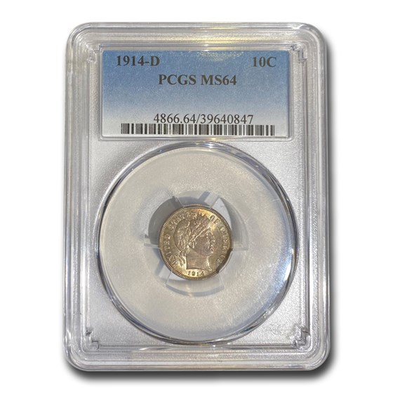 1914-D Barber Dime MS-64 PCGS 1914-D Barber Dime MS-64 PCGS