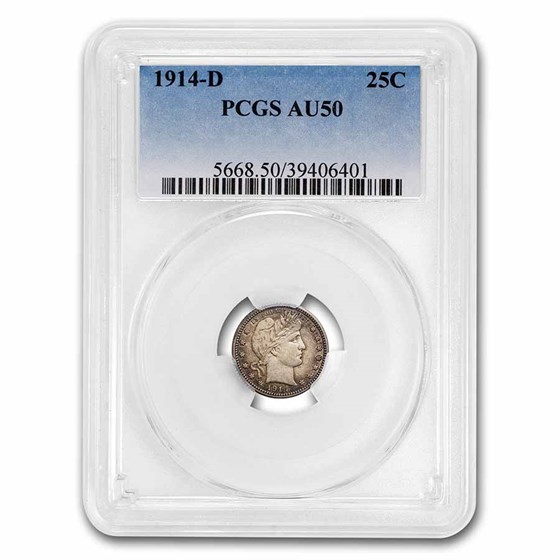 1914-D Barber Quarter AU-50 PCGS 1914-D Barber Quarter AU-50 PCGS