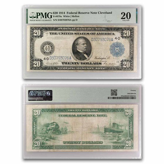 1914 (D-Cleveland) $20 FRN VF-20 PMG (Fr#979A) 1914 (D-Cleveland) $20 FRN VF-20 PMG (Fr#979A)