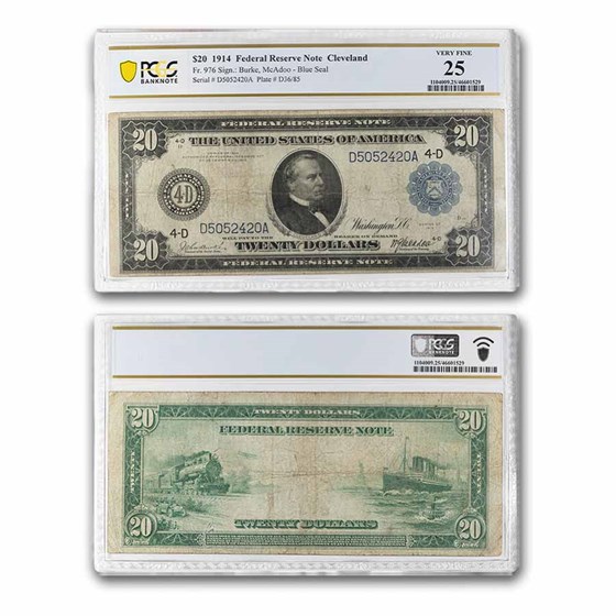 1914 (D-Cleveland) $20 FRN VF-25 PCGS (Fr#976)