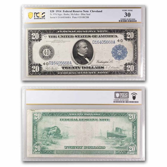 1914 (D-Cleveland) $20 FRN VF-30 PCGS (Fr#976) 1914 (D-Cleveland) $20 FRN VF-30 PCGS (Fr#976)