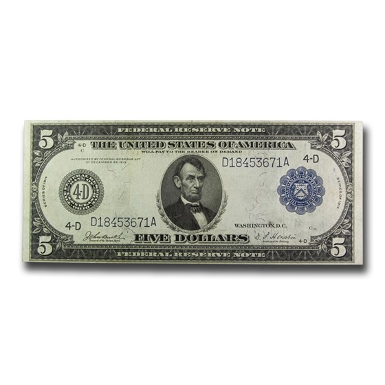 1914 (D-Cleveland) $5.00 FRN VF (Fr#858) 1914 (D-Cleveland) $5.00 FRN VF (Fr#858)