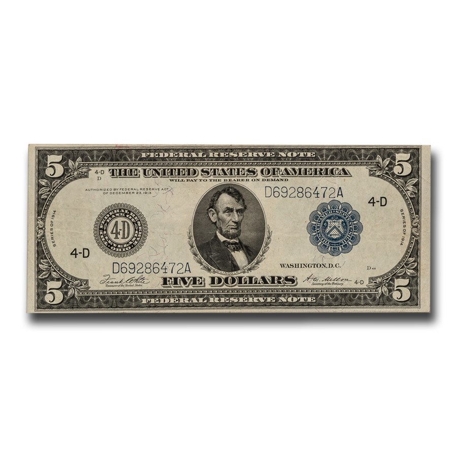 1914 (D-Cleveland) $5.00 FRN VF (Fr#859C)