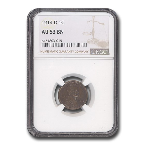 1914-D Lincoln Cent AU-53 NGC (Brown)