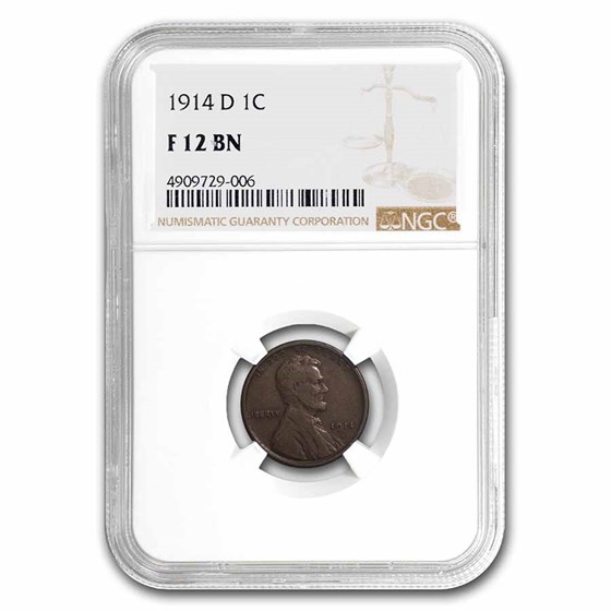 1914-D Lincoln Cent Fine-12 NGC 1914-D Lincoln Cent Fine-12 NGC