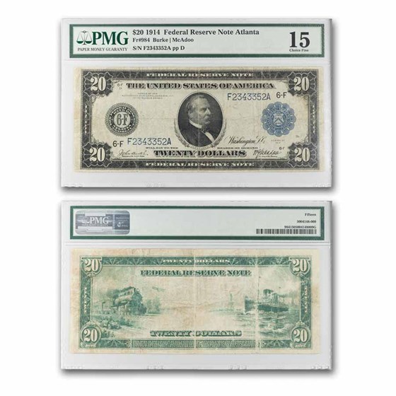 1914 (F-Atlanta) $20 FRN F-15 PMG (Fr#984)