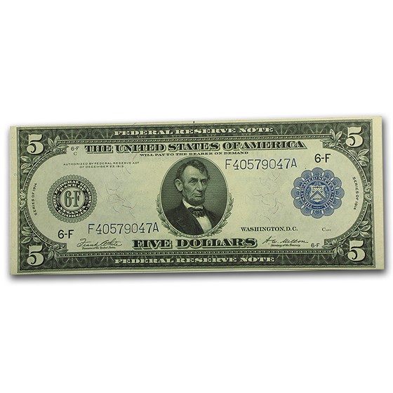 1914 (F-Atlanta) $5.00 FRN CU 1914 (F-Atlanta) $5.00 FRN CU